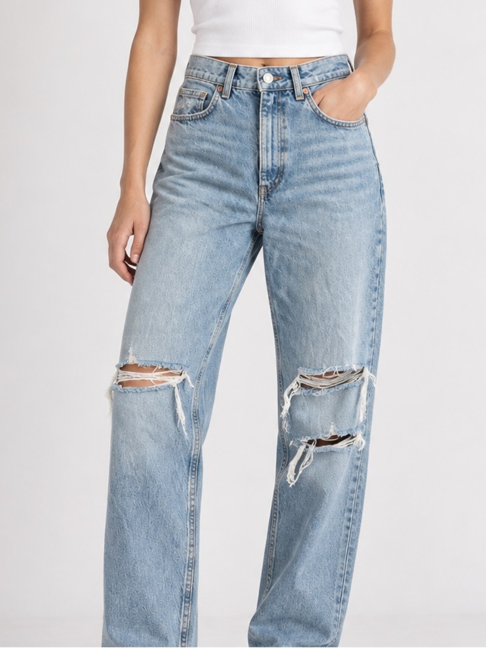 Zara High Rise Distressed Mom Jean 6